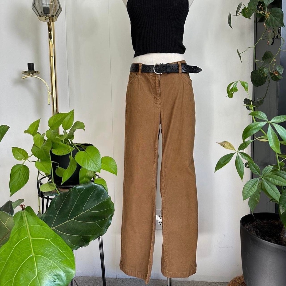 Lands End Womens Brown Fit 2 Straight Leg Corduroy Pants Size 10 Cottagecore